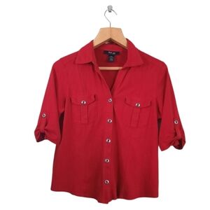 Style & Co Red Button Down Cotton Shirt